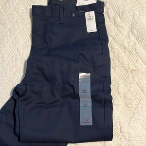 Old Navy navy boys pants straight built in flex, size 14. New with tags.